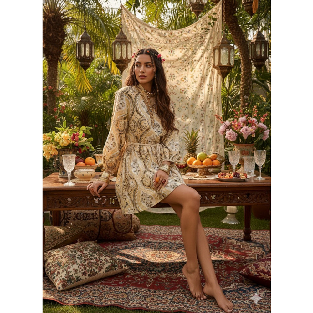 H&M Bohemian Paisley Mini Dress Size Small
